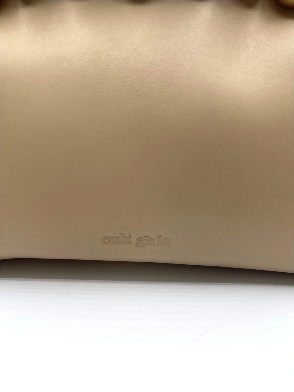 CULT GAIA Una Gold Pearl Detail Leather Sand Dollar Clutch - Picture 5 of 11
